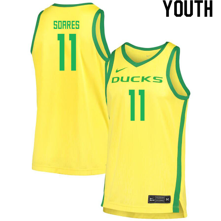 Youth # #11 Rivaldo Soares Oregon Ducks College Basketball Jerseys Sale-Yellow - Click Image to Close